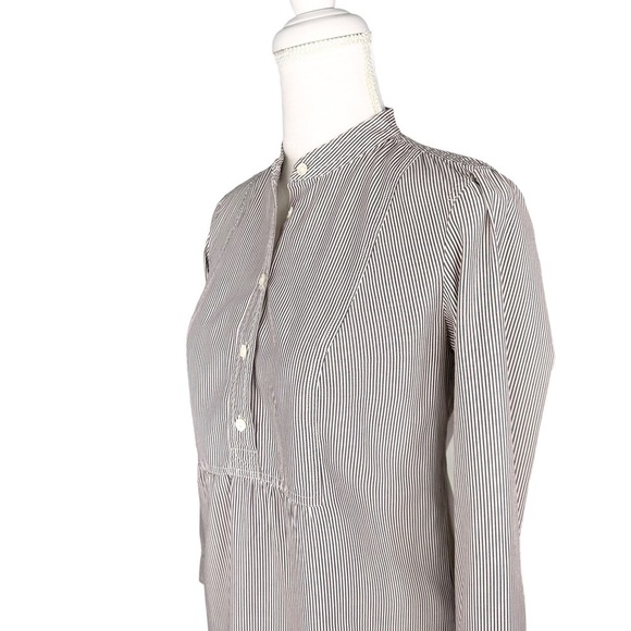 Banana Republic brown white stripe tunic blouse top long sleeve buttons XS - Picture 7 of 16